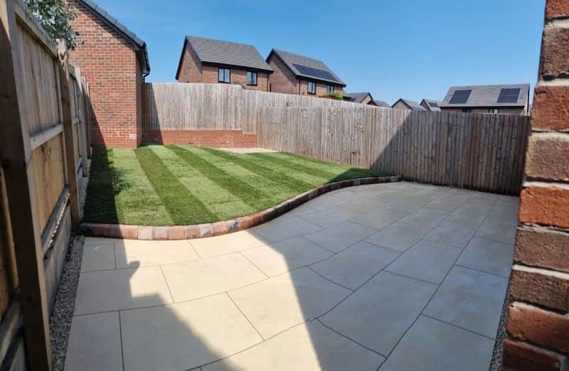 Porcelain Paving, New Turf Lawn & Gravel in Bury