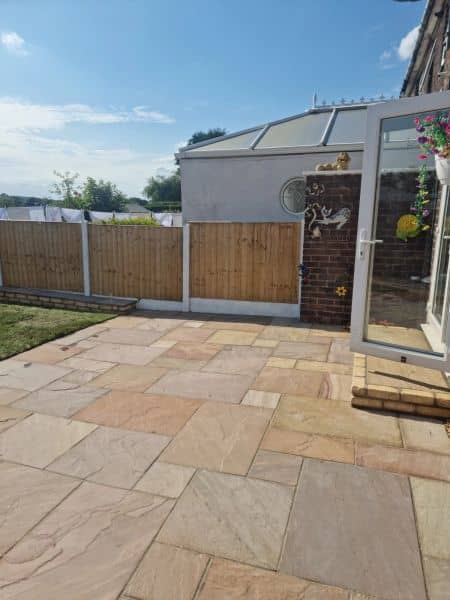 New Lawn, Indian Sandstone Patio & Edging in Blackburn — 20260622 164304