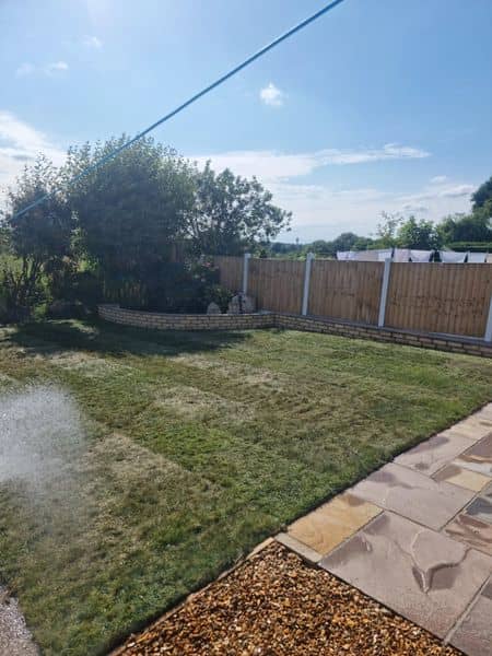 New Lawn, Indian Sandstone Patio & Edging in Blackburn — outcome