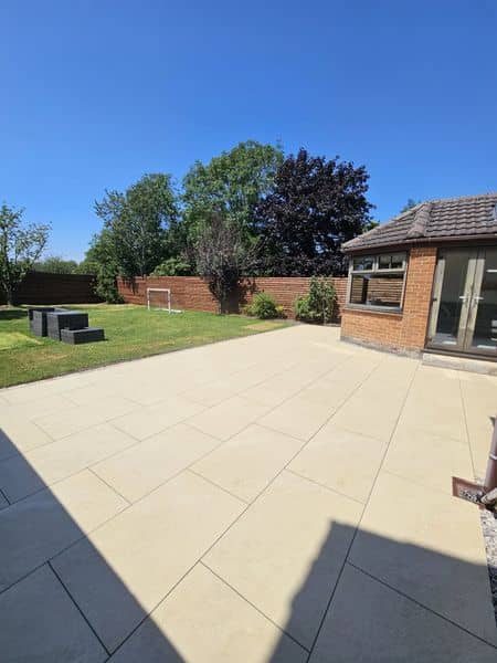 Porcelain Patio & Slatted Fence Cladding in Preston — delivery