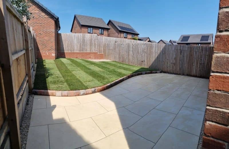 Porcelain Paving, New Turf Lawn & Gravel in Bury after landscaping — Bury