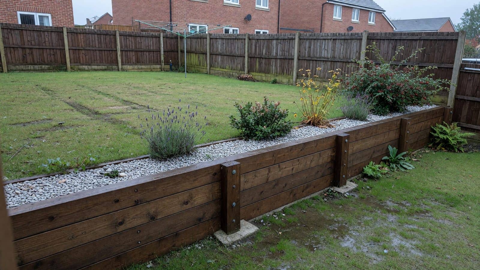 Sleeper retaining walls that last on a slope