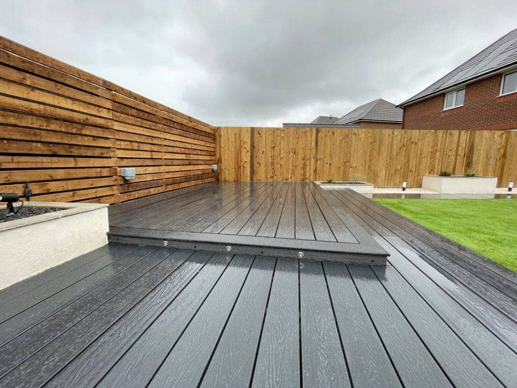 Wide view of completed Fulwood garden landscaping