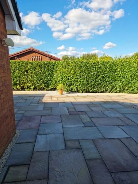 Natural Stone Paving, Garden Walls & Lawn in Hall — outcome