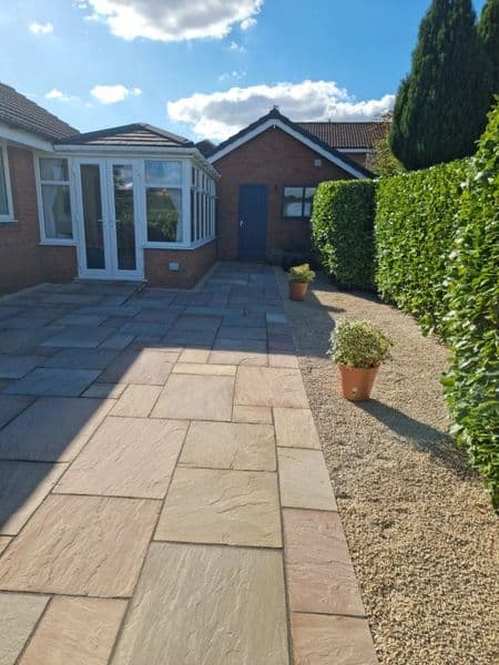 Natural Stone Paving, Garden Walls & Lawn in Hall — delivery