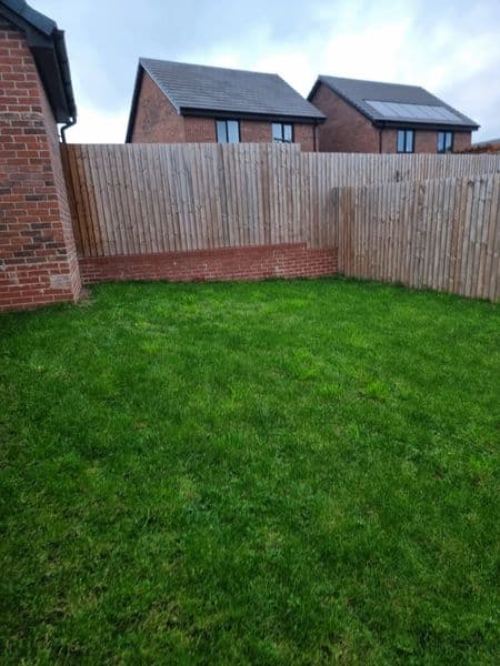 Porcelain Paving, New Turf Lawn & Gravel in Bury before works — Bury