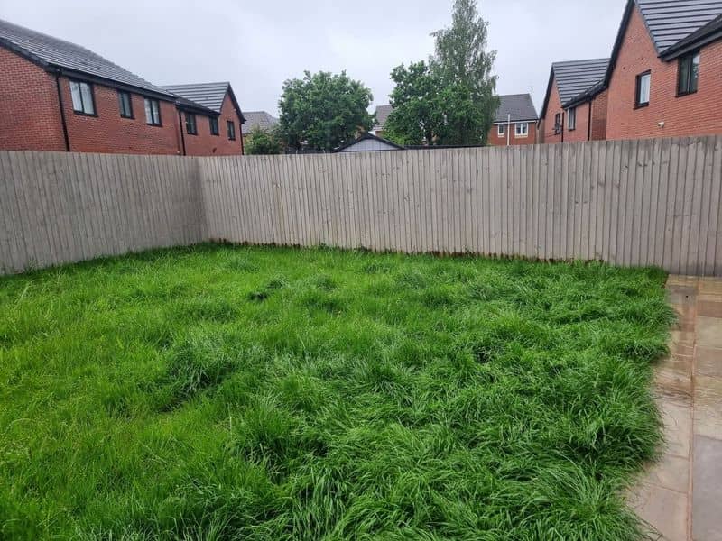 Astroturf and planting borders in Preston before works — Preston, PR5
