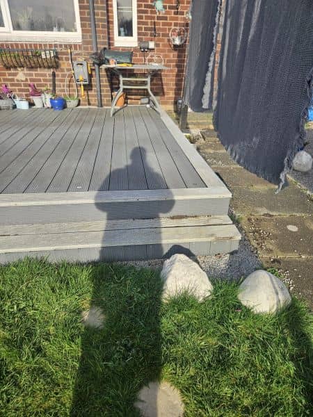 Indian Sandstone Patio & Tumbled brick beds in Blackburn before works — Blackburn