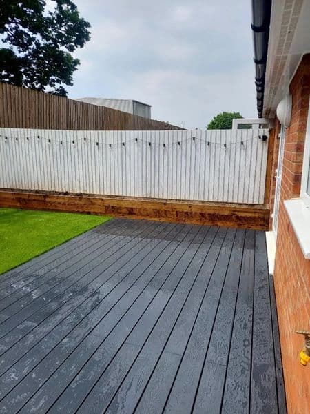 Composite Decking, Sandstone Paving & French Drain in Bridge — finished landscaping in Bridge