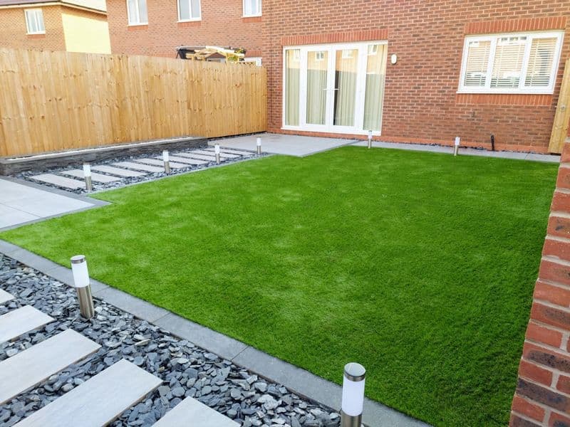 Porcelain Paving, Lighting, Artificial grass & Close Board Fencing in Preston — finished landscaping in Preston