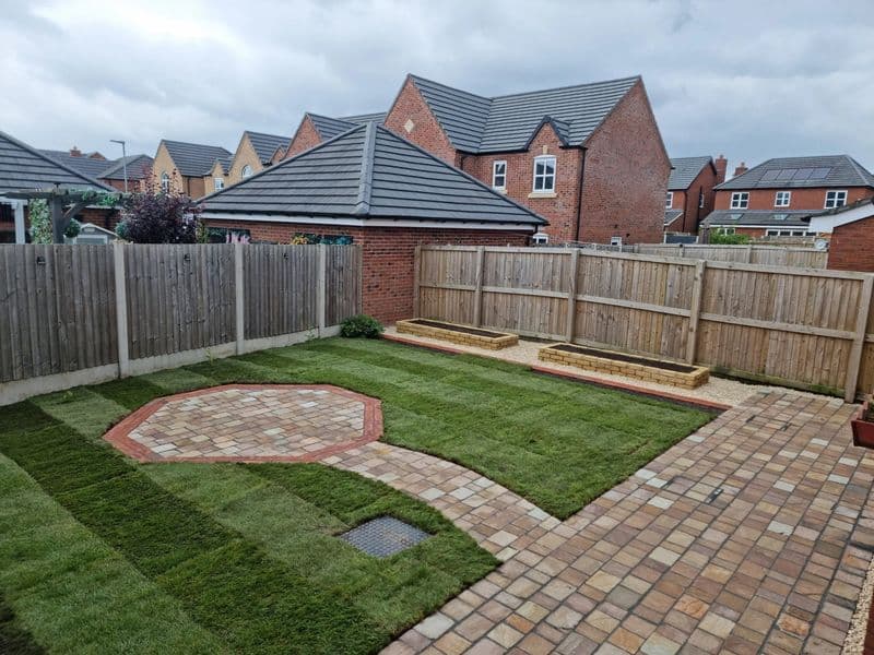 Sandstone Paving, Block Paving & New Lawn in Preston — finished landscaping in Preston