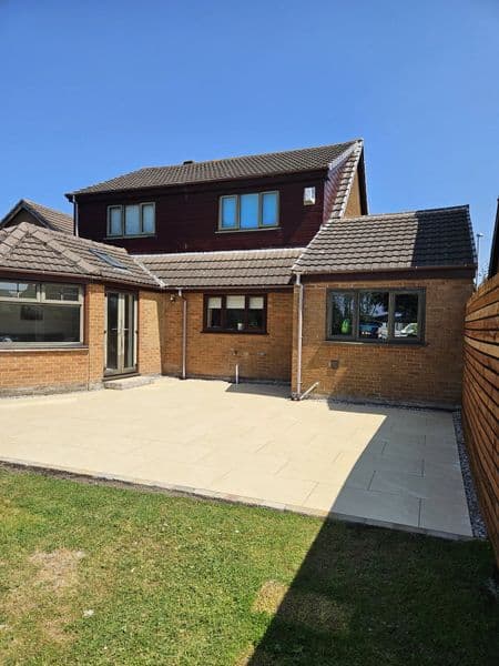 Porcelain Patio & Slatted Fence Cladding in Preston — finished landscaping in Preston