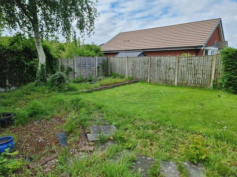 Natural Stone Paving, Close Board Fencing & Gate in Hesketh Bank before works — Hesketh Bank
