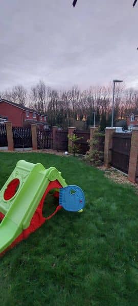 Porcelain Patio, Composite Decking & Fencing in Decking before works — Decking