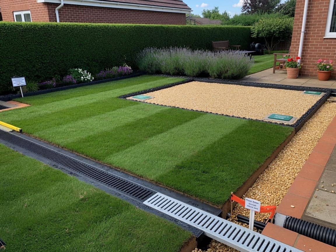 French drain being installed in a Preston garden