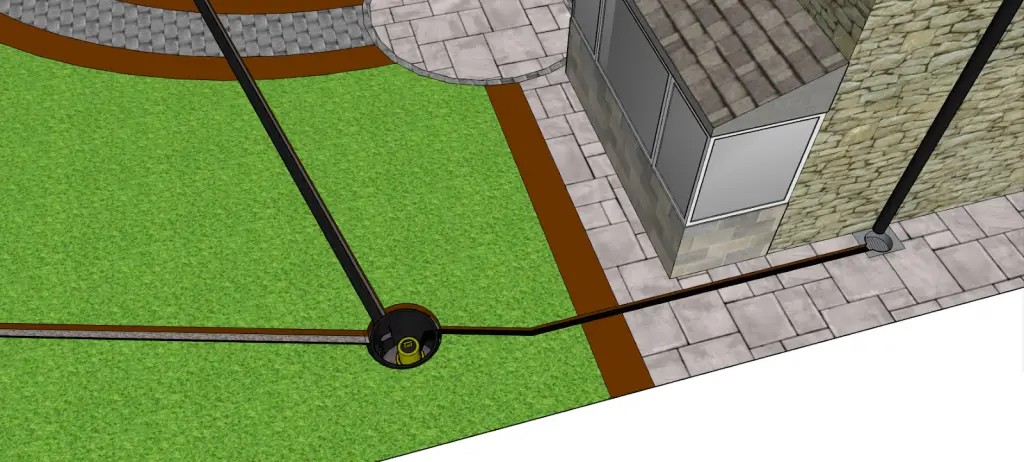 French drain and pump garden drainage system 