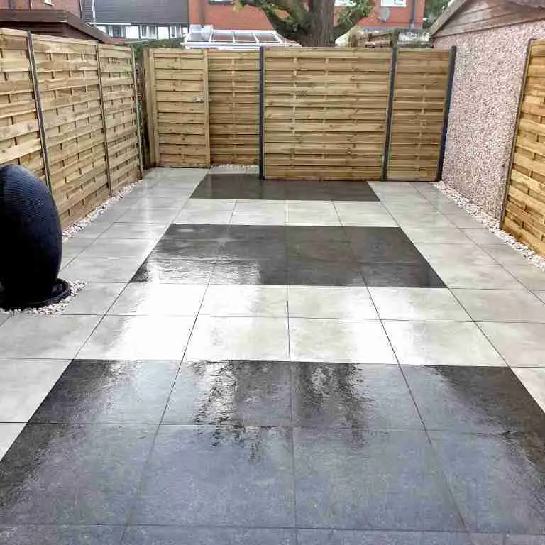 Porcelain tiles and premium fencing acorn landscape gardening