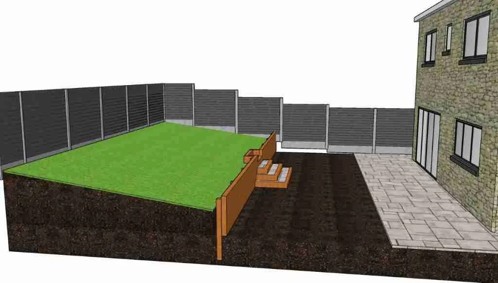 Retaining sleepers and steps installed in front of posts