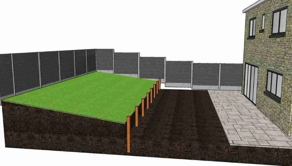 100x100mm wooden posts installed 600mm into the ground with post mix