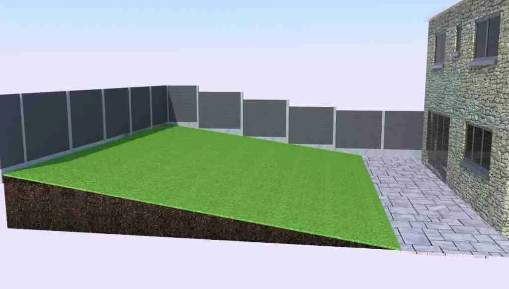 Sloped lawn ready to be turned into tiers