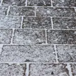 Frosty paving slabs