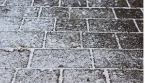 Frosty paving slabs