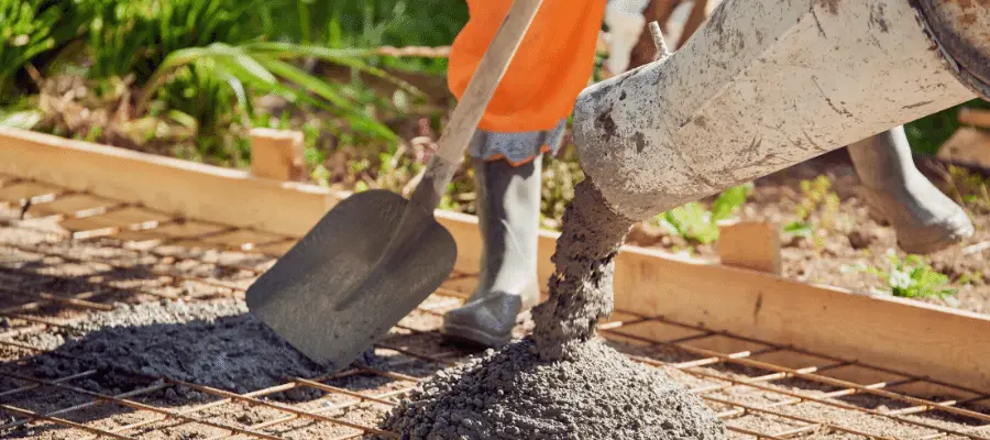Poured concrete area as an alternative to decking