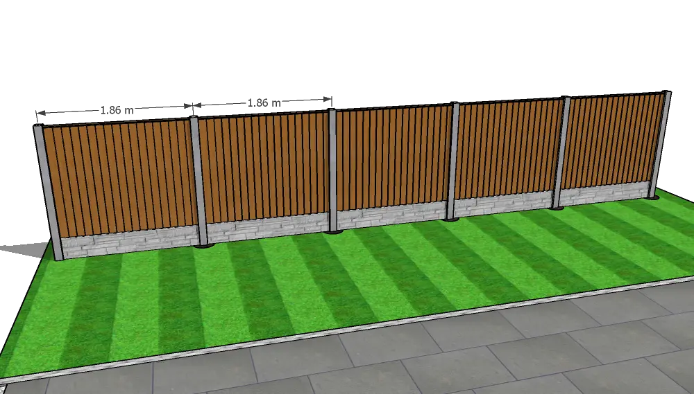 Fully installed close board fence with concrete fence posts