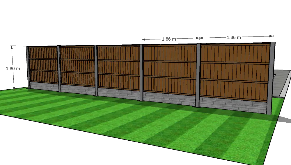 Rear view of close board fence panels