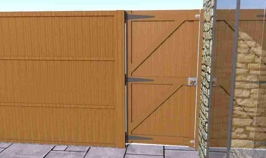 Close board garden gate with gate post, hinges and fixings