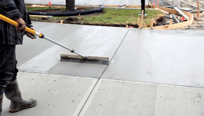 Poured concrete driveway