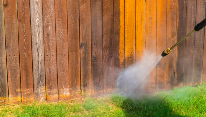 power washing fence