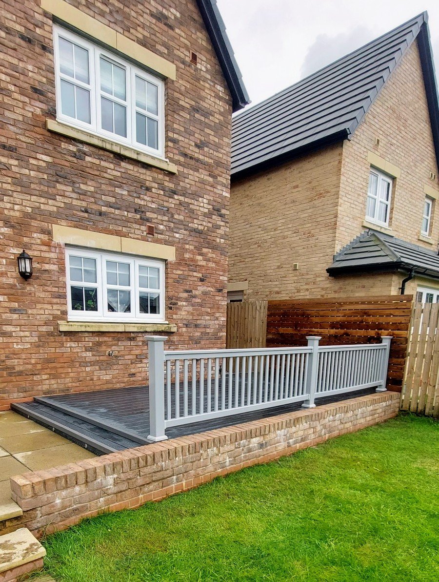 Composite decking with composite balustrade
