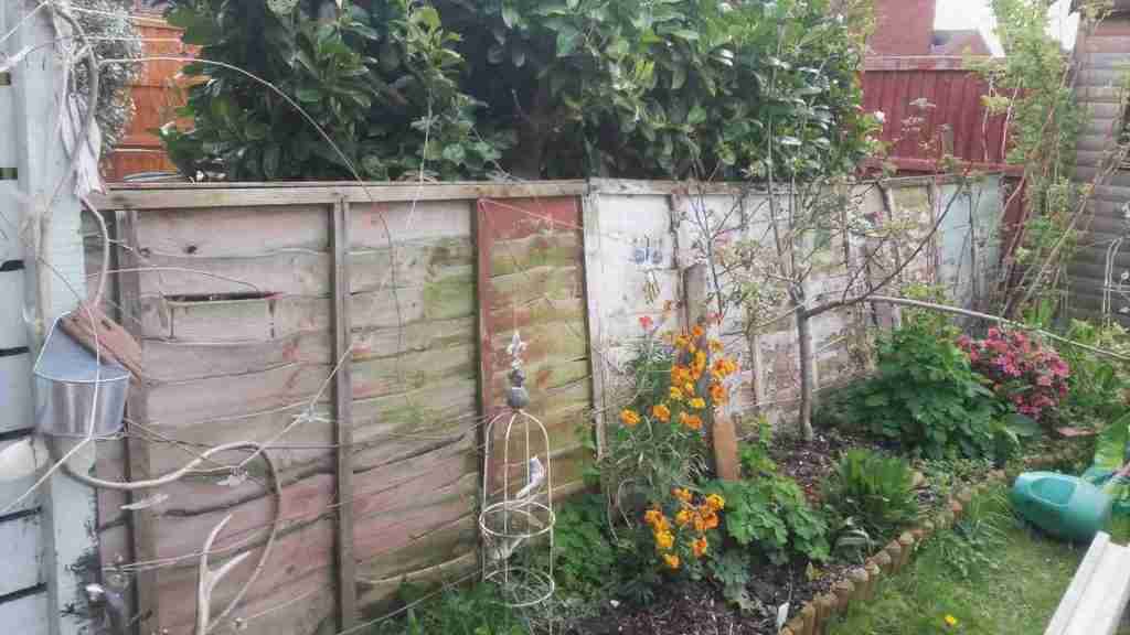 Old aged wooden fence. Parts falling off