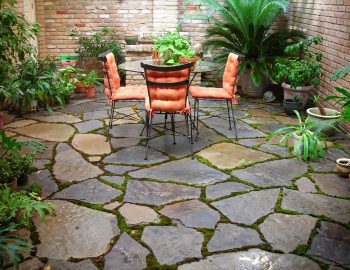 Stone patio garden design